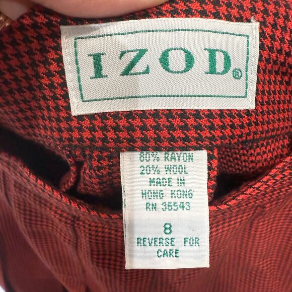Izod Red Plaid Pleated Vintage Mini Skirt Sz 8 - Picture 6 of 11